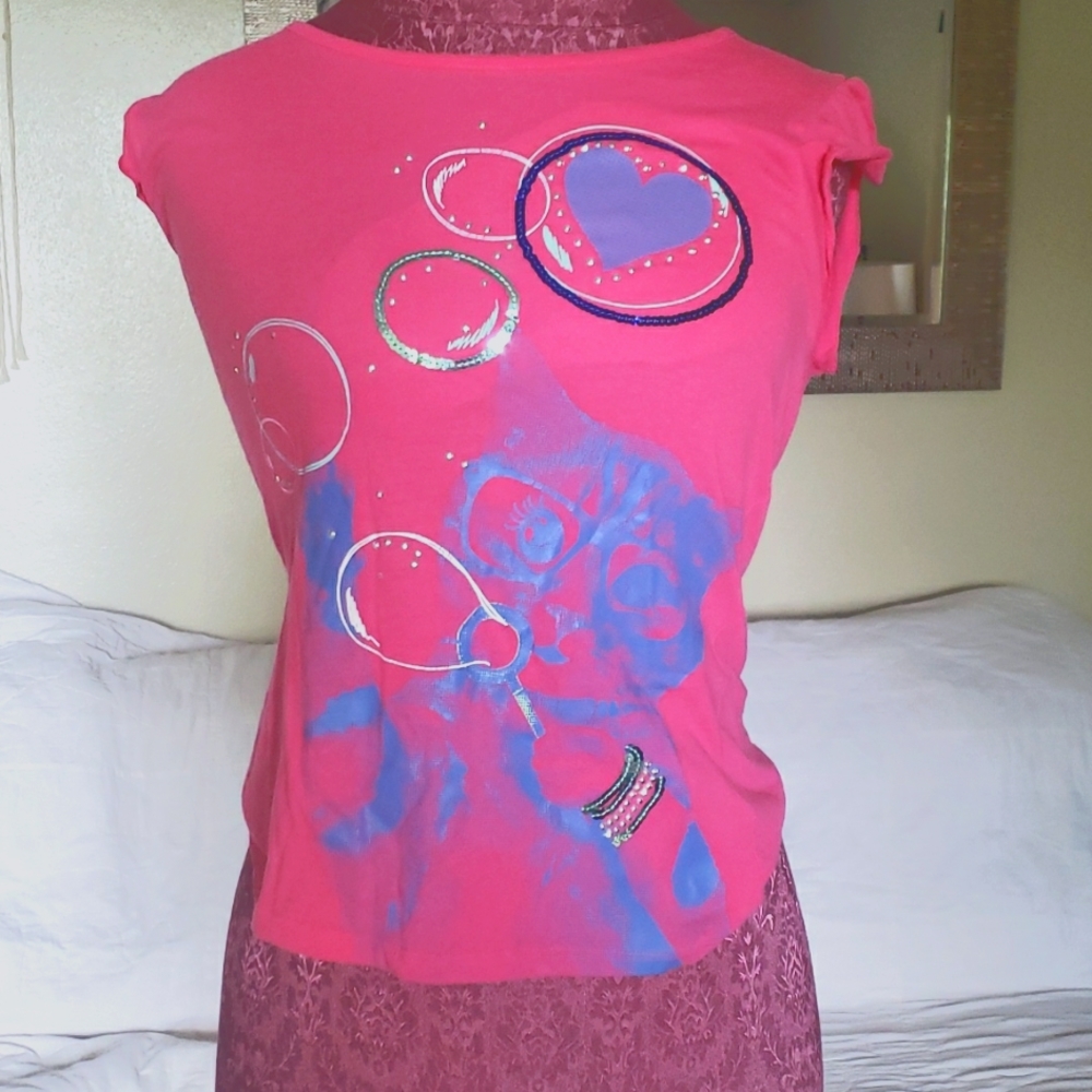SO size 14 in junior pink blue print